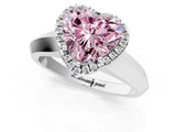 White gold Fancy Pink Heart  Halo Diamond Ring with Cathedral Band and Four-Prong Setting_50