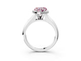 White gold Fancy Pink Heart  Halo Diamond Ring with Cathedral Band and Four-Prong Setting_52