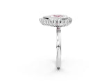 White gold Fancy Pink Heart  Halo Diamond Ring with Milgrain Edge and Round Prong Setting_40