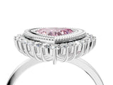 White gold Fancy Pink Heart  Halo Diamond Ring with Milgrain Edge and Round Prong Setting_42