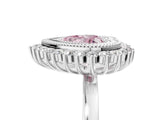 White gold Fancy Pink Heart  Halo Diamond Ring with Milgrain Edge and Round Prong Setting_43