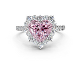 White gold Fancy Pink Heart  Halo Diamond Ring with Pavé Band and Prong Setting_19