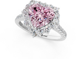 White gold Fancy Pink Heart  Halo Diamond Ring with Pavé Band and Prong Setting_21