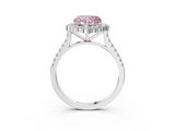 White gold Fancy Pink Heart  Halo Diamond Ring with Pavé Band and Prong Setting_23