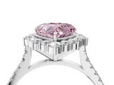 White gold Fancy Pink Heart  Halo Diamond Ring with Pavé Band and Prong Setting_24