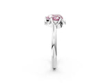White gold Fancy Pink Heart  Halo Diamond Ring with Round Cluster Setting, Solitaire Band, and Four-Prong Setting_52