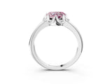 White gold Fancy Pink Heart  Halo Diamond Ring with Round Cluster Setting, Solitaire Band, and Four-Prong Setting_53