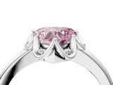 White gold Fancy Pink Heart  Halo Diamond Ring with Round Cluster Setting, Solitaire Band, and Four-Prong Setting_53