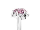 White gold Fancy Pink Heart  Halo Diamond Ring with Round Cluster Setting, Solitaire Band, and Four-Prong Setting_55