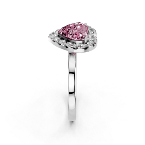 White gold Fancy Pink Heart  Halo Diamond Solitaire with Pavé Band and Four-Prong Setting_18