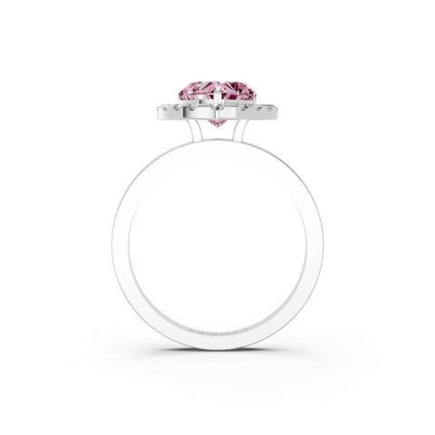 White gold Fancy Pink Heart  Halo Diamond Solitaire with Pavé Band and Four-Prong Setting_19