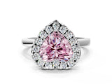 White gold Fancy Pink Heart  Halo Diamond Solitaire with Pavé Band and Four-Prong Setting_83