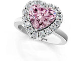 White gold Fancy Pink Heart  Halo Diamond Solitaire with Pavé Band and Four-Prong Setting_85