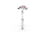 White gold Fancy Pink Heart  Halo Diamond Solitaire with Pavé Band and Four-Prong Setting_86