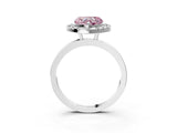 White gold Fancy Pink Heart  Halo Diamond Solitaire with Pavé Band and Four-Prong Setting_86