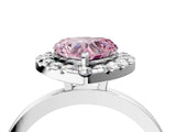 White gold Fancy Pink Heart  Halo Diamond Solitaire with Pavé Band and Four-Prong Setting_89