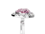White gold Fancy Pink Heart  Halo Diamond Solitaire with Pavé Band and Four-Prong Setting_90
