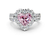 White gold Fancy Pink Heart  Halo Diamond Split Shank Engagement Ring with Prong Setting_39