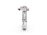 White gold Fancy Pink Heart  Halo Diamond Split Shank Engagement Ring with Prong Setting_41