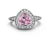 White gold Fancy Pink Heart  Halo Diamond Split Shank Ring with Milgrain Detail_48