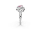 White gold Fancy Pink Heart  Halo Diamond Split Shank Ring with Milgrain Detail_50