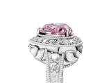 White gold Fancy Pink Heart  Halo Diamond Split Shank Ring with Milgrain Detail_54