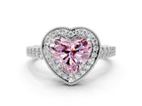 White gold Fancy Pink Heart  Halo Milgrain Solitaire with Bezel Set Side Stones and Pave Band_50