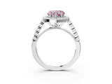 White gold Fancy Pink Heart  Halo Milgrain Solitaire with Bezel Set Side Stones and Pave Band_53
