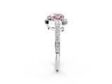 White gold Fancy Pink Heart  Halo Pavé Diamond Engagement Ring with Bezel Setting_52