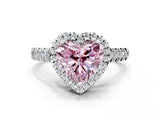 White gold Fancy Pink Heart  Halo Pavé Diamond Engagement Ring with Four-Prong Setting_26