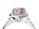 White gold Fancy Pink Heart  Halo Pavé Diamond Engagement Ring with Four-Prong Setting_30