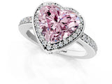 White gold Fancy Pink Heart  Halo Pave Band Solitaire Ring with Prong Setting_67