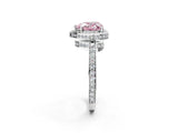 White gold Fancy Pink Heart  Halo Pave Band Solitaire Ring with Prong Setting_68