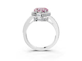 White gold Fancy Pink Heart  Halo Pave Band Solitaire Ring with Prong Setting_68