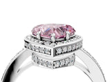 White gold Fancy Pink Heart  Halo Pave Band Solitaire Ring with Prong Setting_69