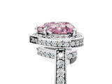 White gold Fancy Pink Heart  Halo Pave Band Solitaire Ring with Prong Setting_71