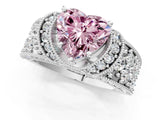 White gold Fancy Pink Heart  Halo Pave Diamond Engagement Ring with Milgrain Detailing_50
