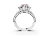 White gold Fancy Pink Heart  Halo Pave Diamond Engagement Ring with Milgrain Detailing_52