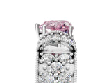 White gold Fancy Pink Heart  Halo Pave Diamond Engagement Ring with Milgrain Detailing_54
