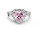 White gold Fancy Pink Heart  Halo Pave Split Shank Prong Setting Ring_26