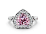 White gold Fancy Pink Heart  Halo Round Diamond Milgrain Pave Engagement Ring_3