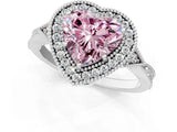 White gold Fancy Pink Heart  Halo Round Diamond Milgrain Pave Engagement Ring_4