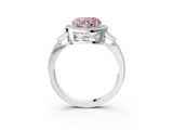 White gold Fancy Pink Heart  Halo Round Diamond Milgrain Pave Engagement Ring_6