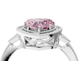 White gold Fancy Pink Heart  Halo Round Diamond Milgrain Pave Engagement Ring_7