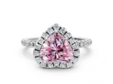 White gold Fancy Pink Heart  Halo Round Diamond Pavé Band Four-Prong Ring_3