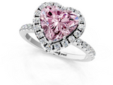 White gold Fancy Pink Heart  Halo Round Diamond Pavé Band Four-Prong Ring_4