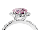 White gold Fancy Pink Heart  Halo Round Diamond Pavé Band Four-Prong Ring_7