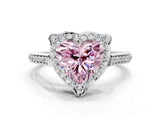 White gold Fancy Pink Heart  Halo Round Diamond Pave Band with Four-Prong Setting_50