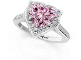 White gold Fancy Pink Heart  Halo Round Diamond Pave Band with Four-Prong Setting_51