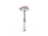 White gold Fancy Pink Heart  Halo Round Diamond Pave Band with Four-Prong Setting_52
